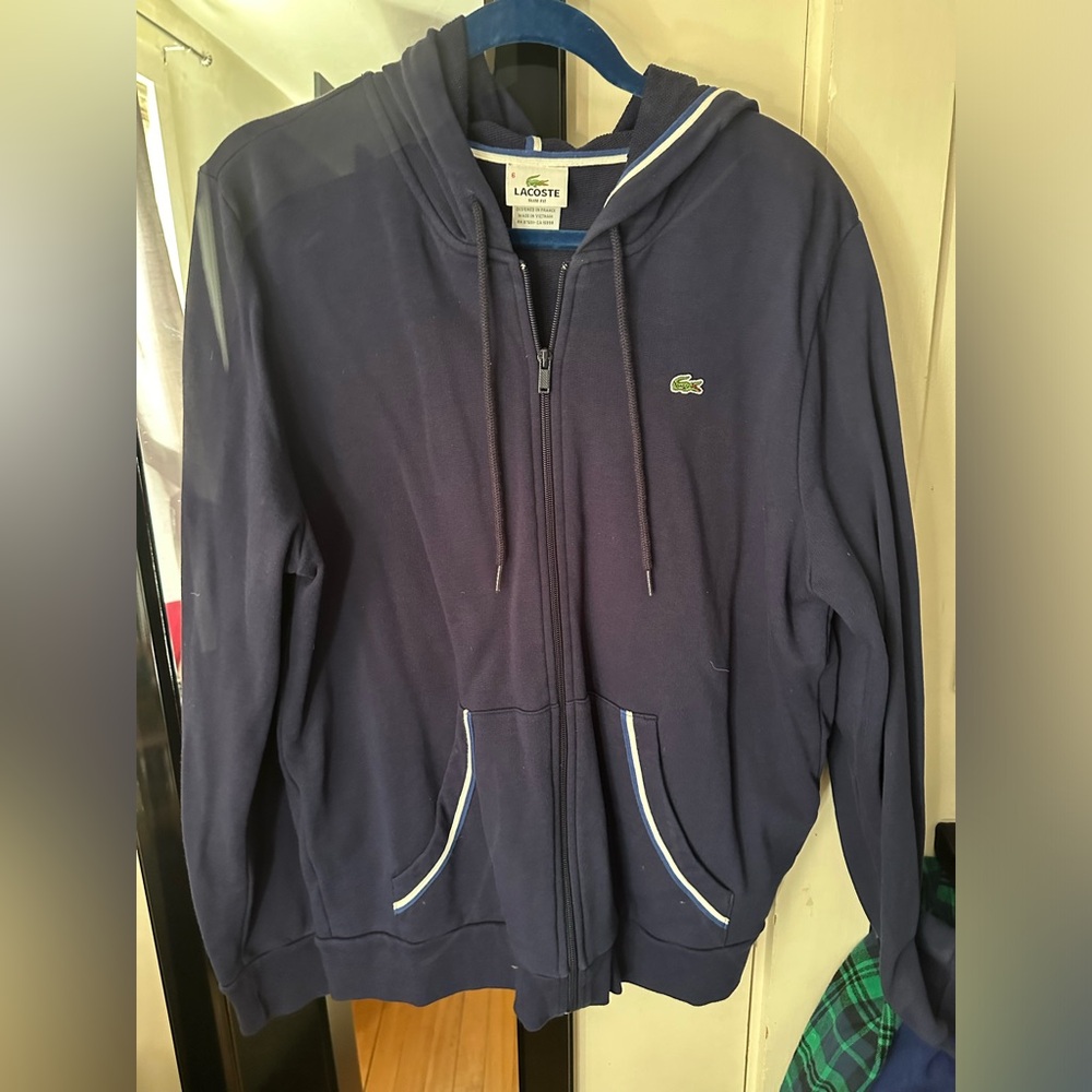 Lacoste men’s hooded sweatshirt / navy / size 6 (m)